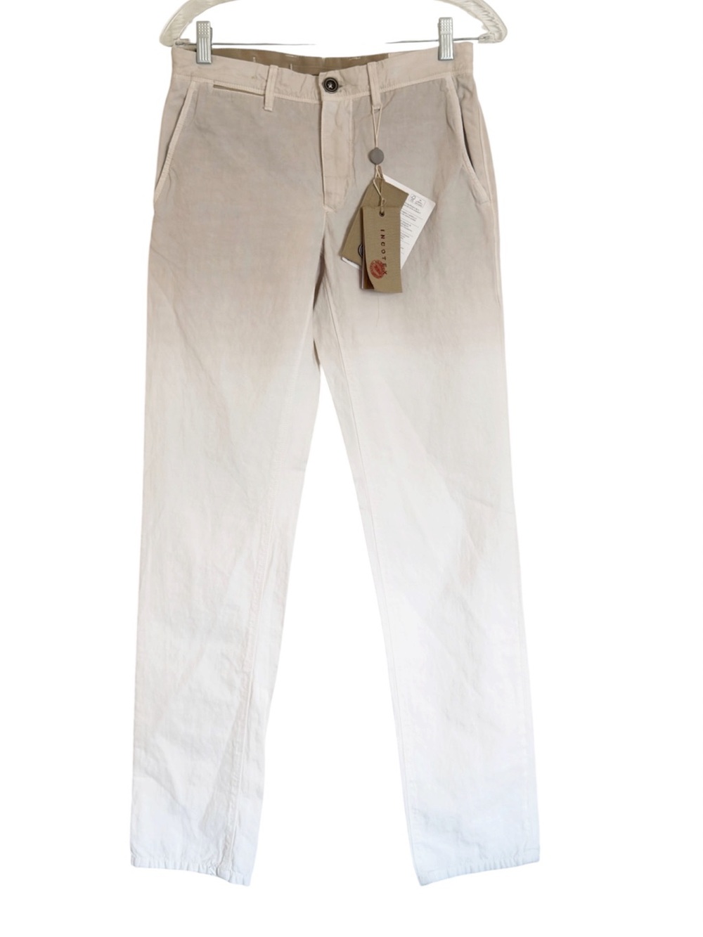 Incotex Womens Boyfriend Cotton Linen White Ombre Chino Pants size 25